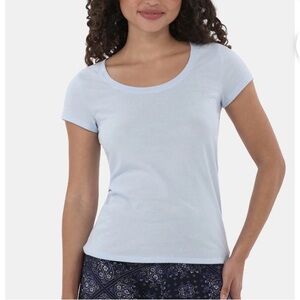 No Boundaries Scoop Neck Tee with Short Sleeves, Women's Size XL (16-18) Blue